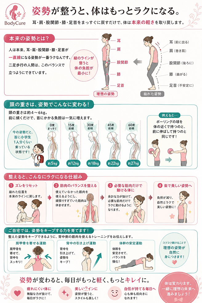 姿勢が整うと、体はもっとラクになる。